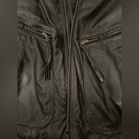 Harley Davidson Moto Jacket Mens Embossed Eagle Motorcycle Biker Black Leather - Picture 5 of 6